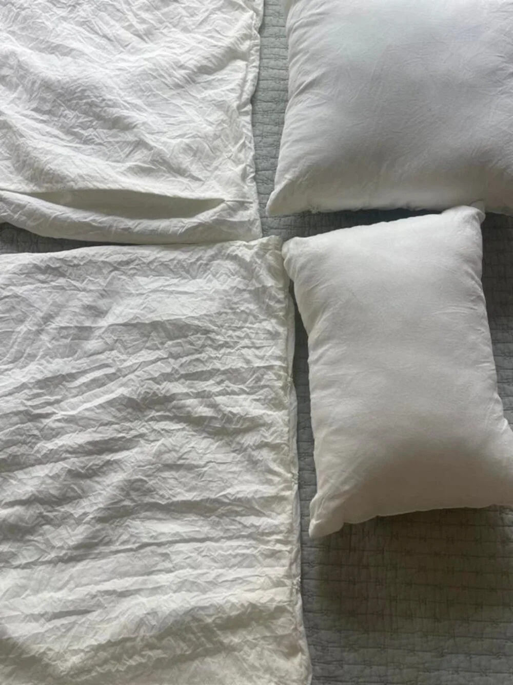 4-Piece White Pintuck Bedding & Pillow Set